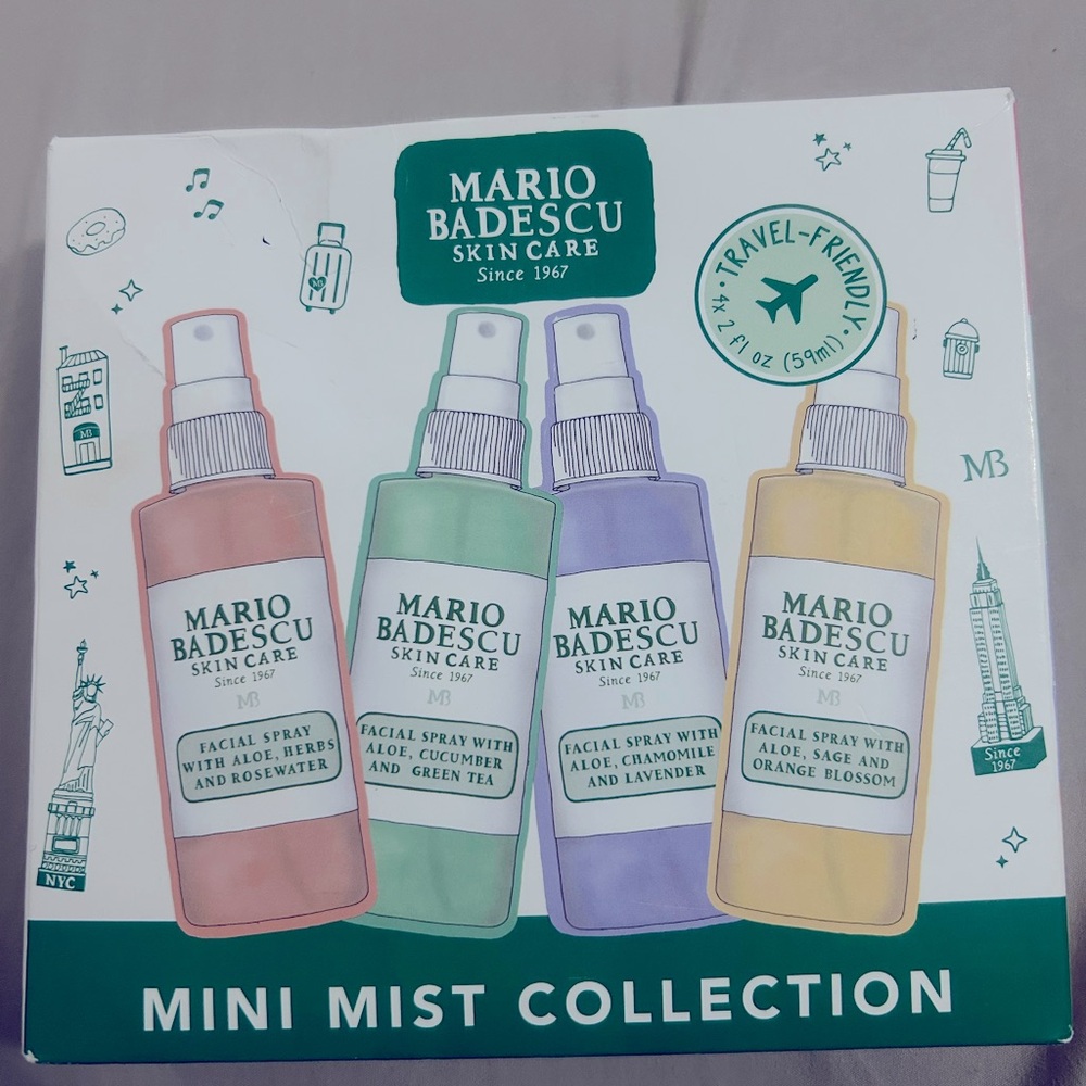 Mario Badescu Skin Care Mini Mist Facial Spray Collection 4 Bottles 2Fl oz Each